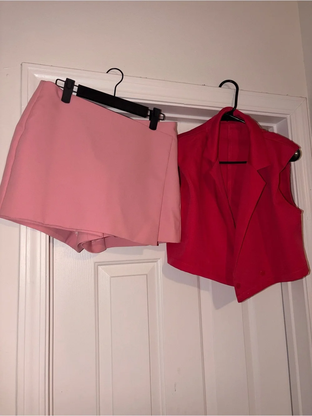 Pink Mini Skort with Hot Pink Vest - Women's Two-Piece Set